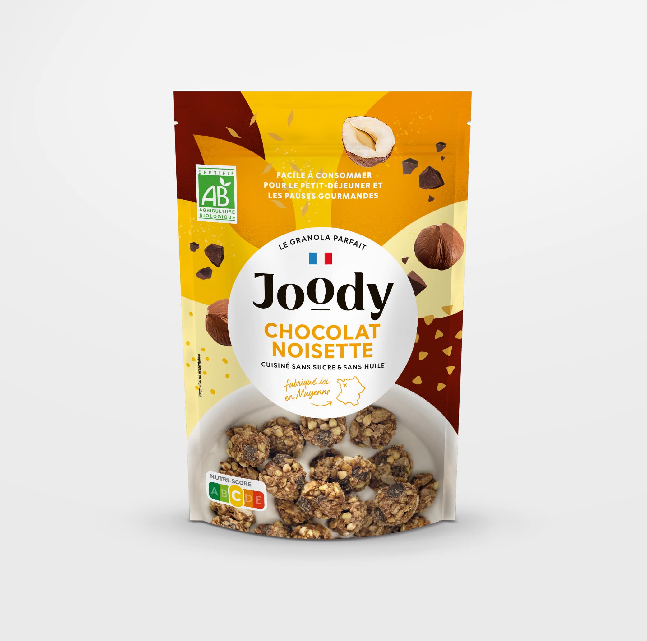 granola joody chocolat noisette en-mieux. gouter et petit déjeuner sains. sans gluten sans additifs. barre de céréale