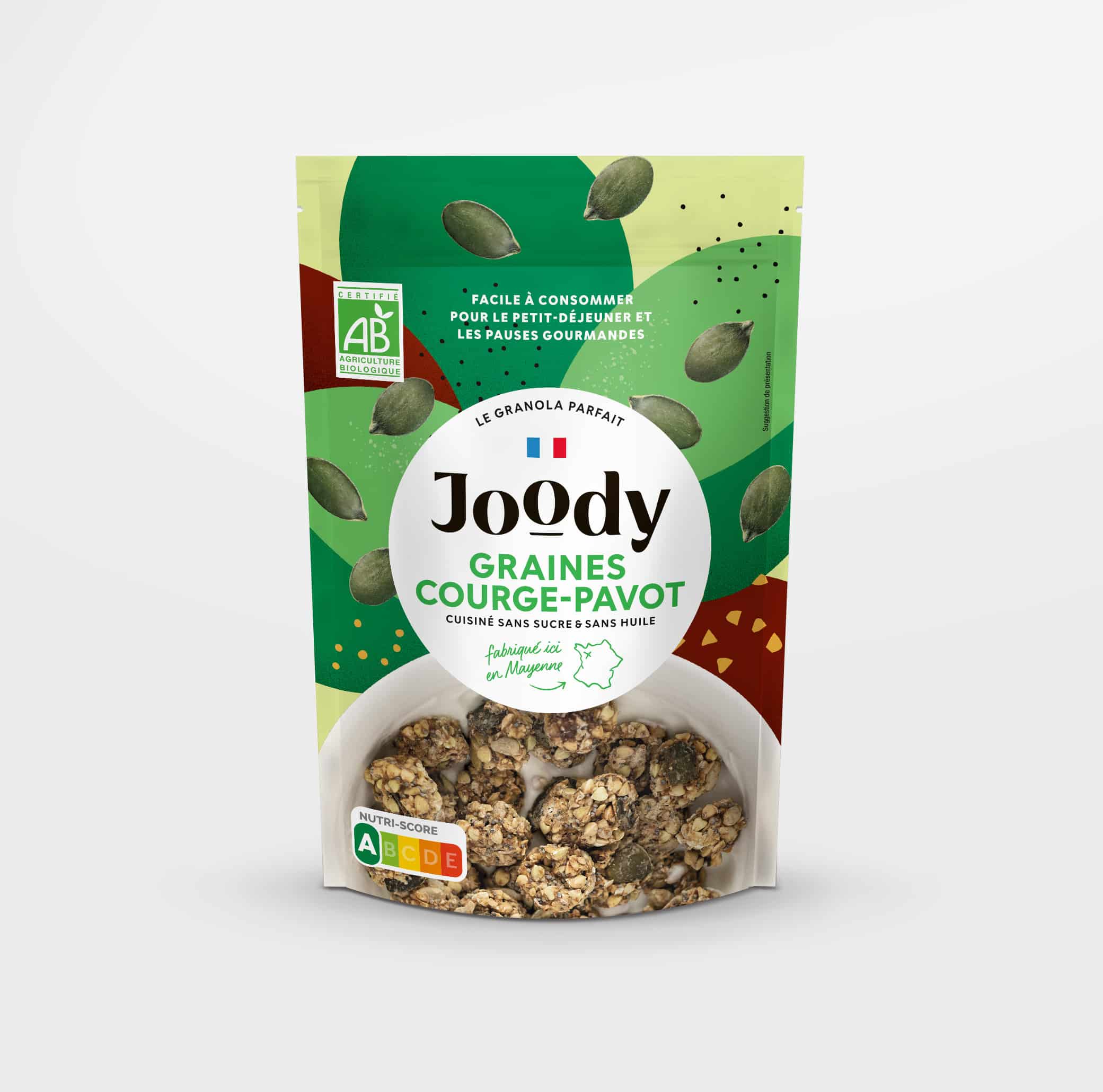 granola graines de courge-pavot sans gluten sur en-mieux. petit déjeuner nutriscore A