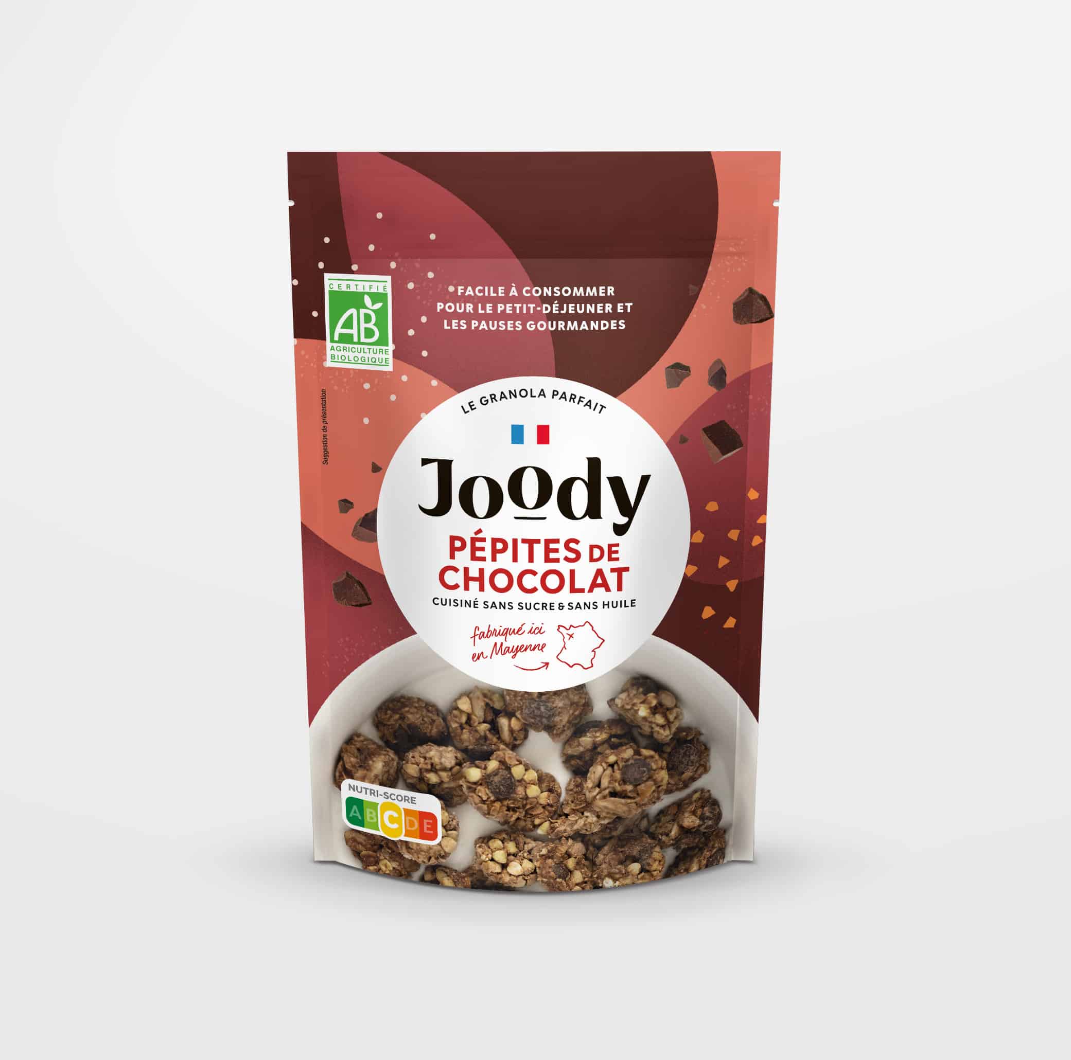 joody granola pépites de chocolat. sans gluten. petit déjeuner et gouter sain sur en-mieux