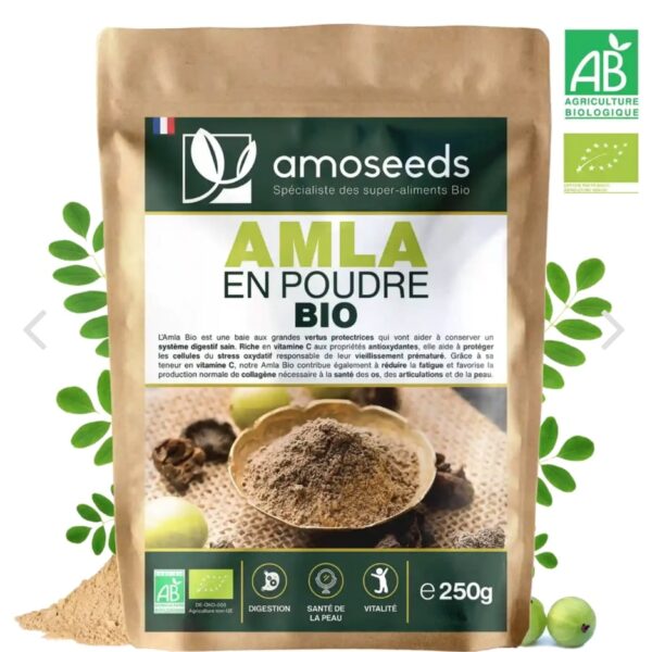 AMLA EN POUDRE BIO 250G amoseeds marque française spécialiste des super-aliments Bio