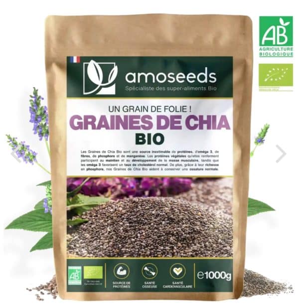 GRAINES DE CHIA BIO 1KG amoseeds marque française spécialiste des super-aliments Bio