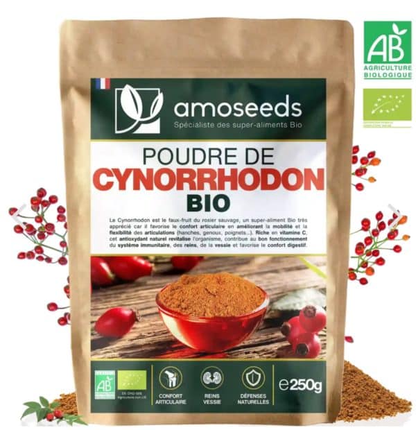 POUDRE DE CYNORRHODON BIO 250G amoseeds marque française spécialiste des super-aliments Bio