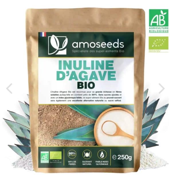 INULINE D'AGAVE BIO 250G amoseeds marque française spécialiste des super-aliments Bio