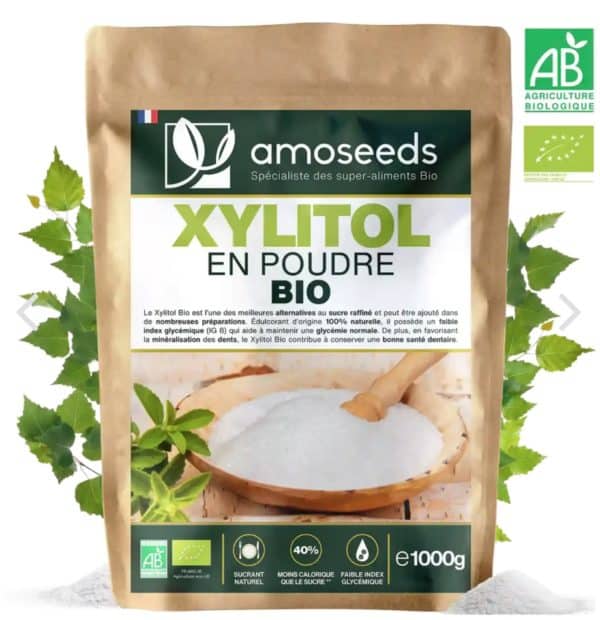 XYLITOL EN POUDRE BIO 1KG amoseeds marque française spécialiste des super-aliments Bio
