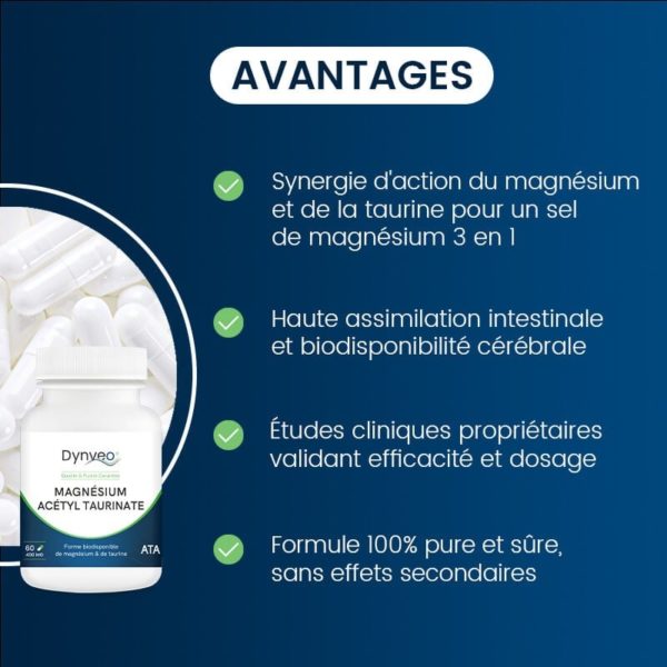 avantages compléments alimentaires magnésium acétyl taurinate dynveo laboratoire français