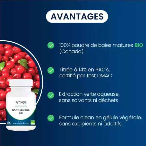 avantages compléments alimentaires canneberge bio (cranberry) dynveo laboratoire français