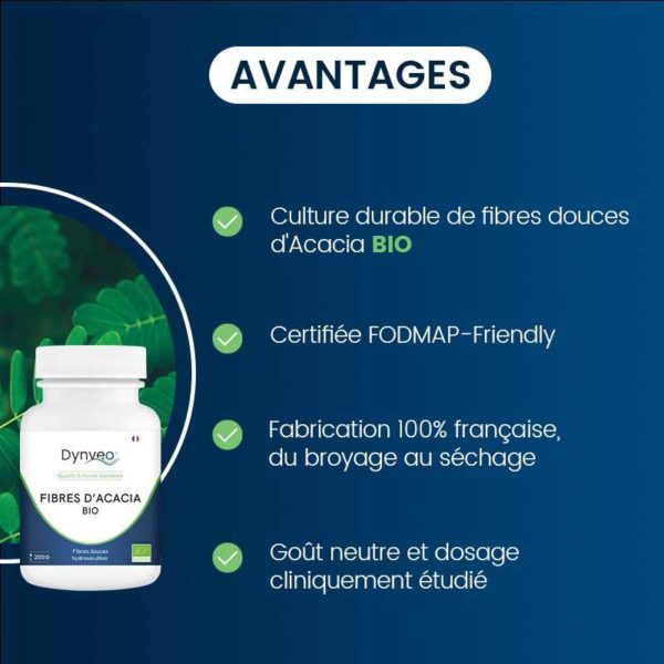 Avantages compléments alimentaires fibre d'acacia bio dynveo laboratoire français