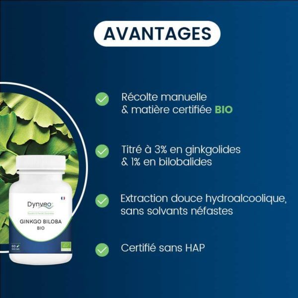 avantages compléments alimentaires ginkgo biloba bio dynveo laboratoire français