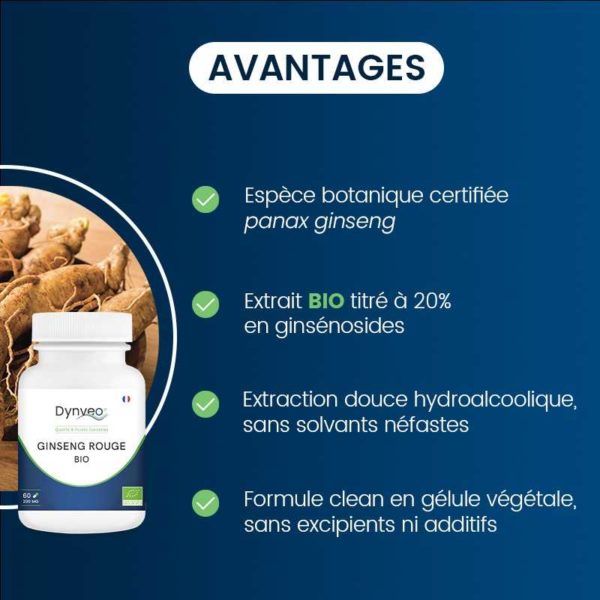 avantages compléments alimentaires ginseng bio coréen dynveo laboratoire français