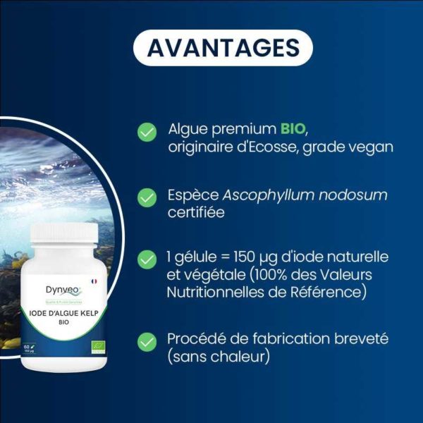 avantages compléments alimentaires iode d'algue kelp bio dynveo laboratoire français