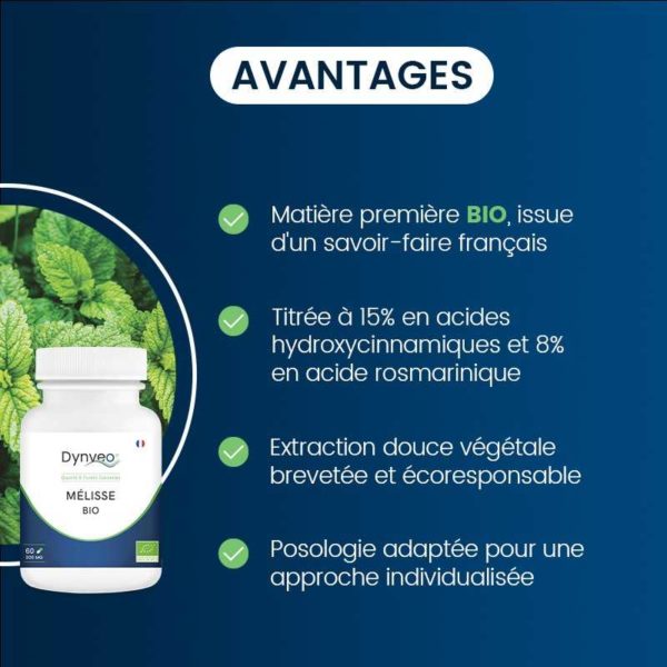 avantages compléments alimentaires mélisse bio dynveo laboratoire français