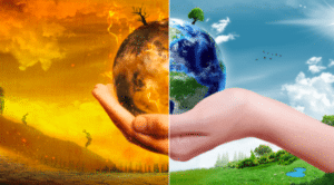 Changement climatique illustration avant / après